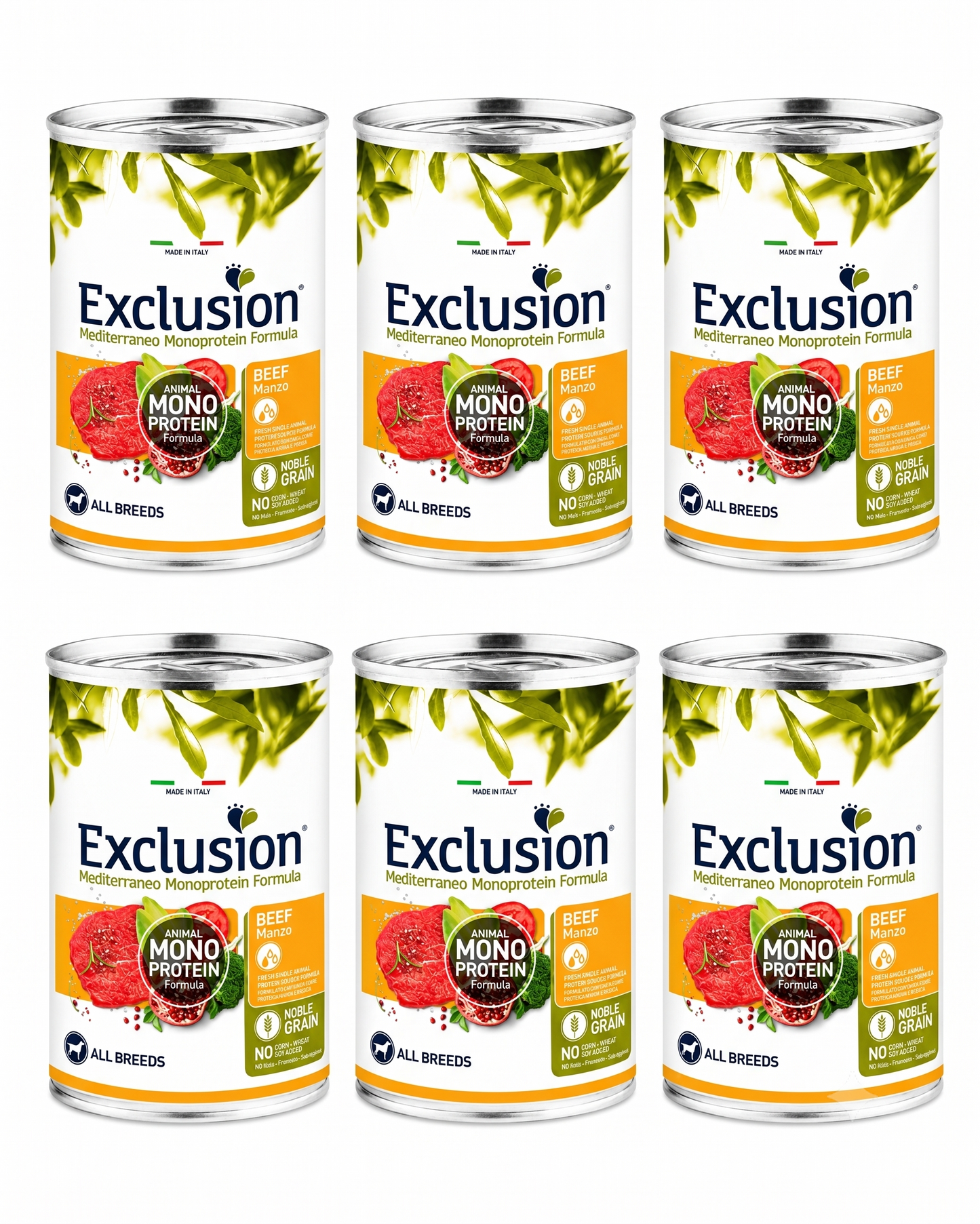 Exclusion Mediterraneo Monoprotein Noble Grain Adult - Manzo - All Breeds - CrocoPacks 6x400g