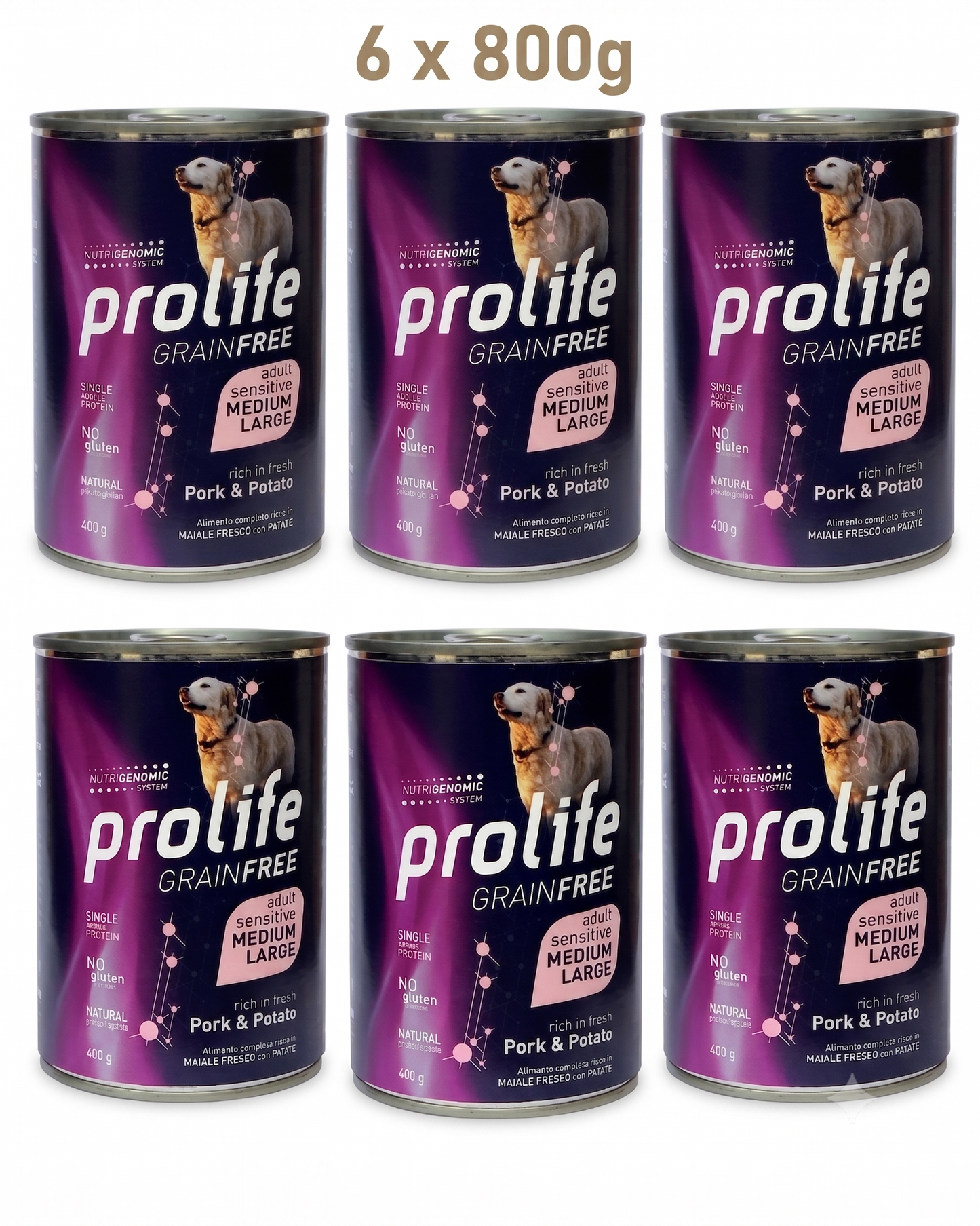 Prolife Grain Free Adult - Maiale e Patate - CrocoPacks 6x800g