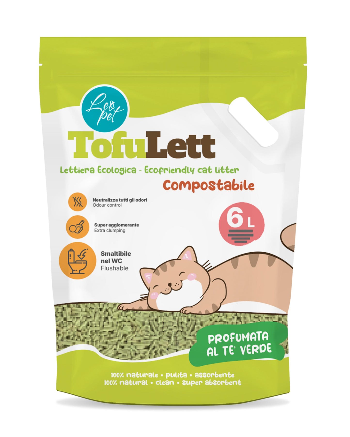 Lettiera in Tofu Profumazione Tè Verde