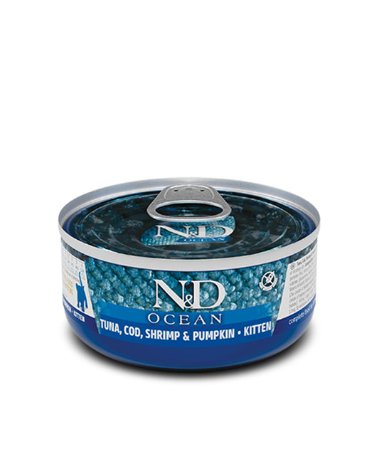 N&D Ocean Kitten - Tonno, Merluzzo e Gamberetti e Zucca