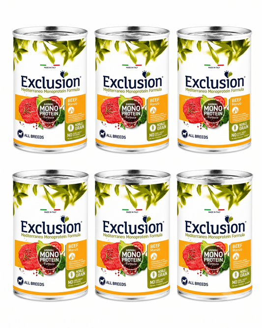 Exclusion Mediterraneo Monoprotein Noble Grain Adult - Manzo - All Breeds - CrocoPacks 6x400g