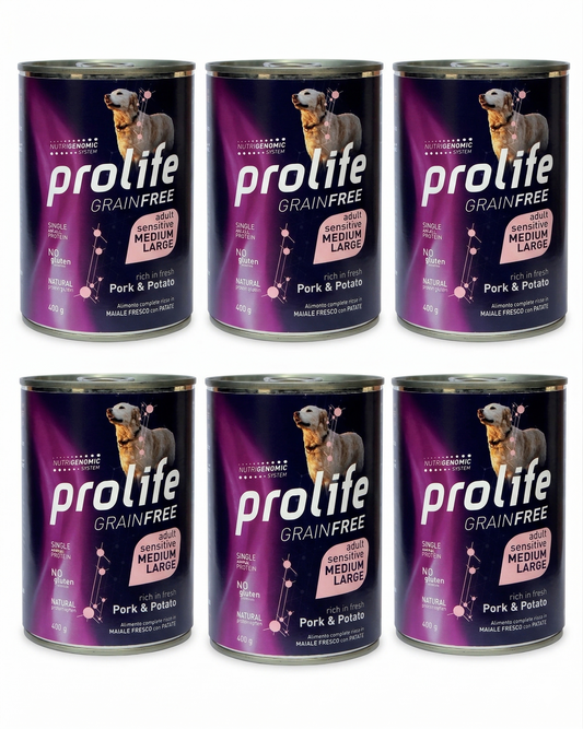 Prolife Grain Free Adult - Maiale e Patate - CrocoPacks 6x400g