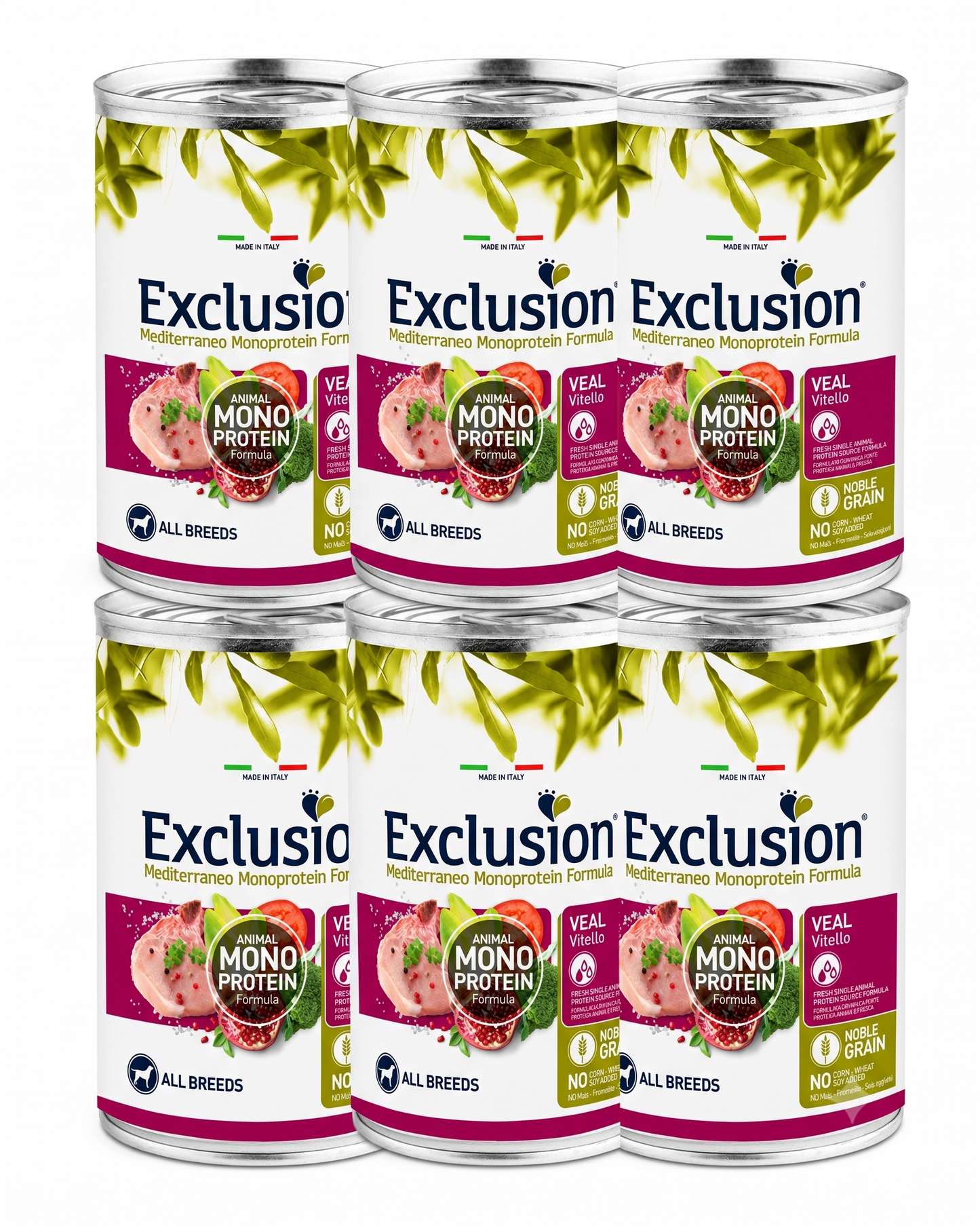 Exclusion Mediteraneo Monoprotein Noble Grain Adult - Vitello - CrocoPacks 6x400g