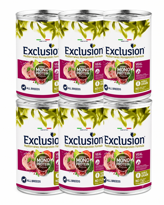 Exclusion Mediteraneo Monoprotein Noble Grain Adult - Vitello - CrocoPacks 6x400g